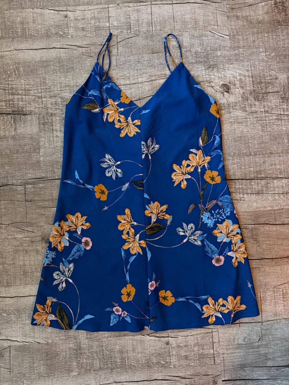 Free People Intimately Floral Mini Slip Dress in Blue & Orange